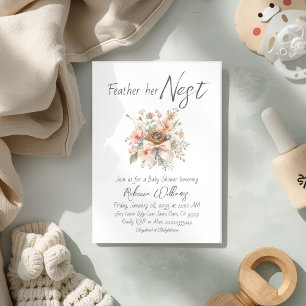 Boho Feather Her Nest Boog Baby Shower Kaart