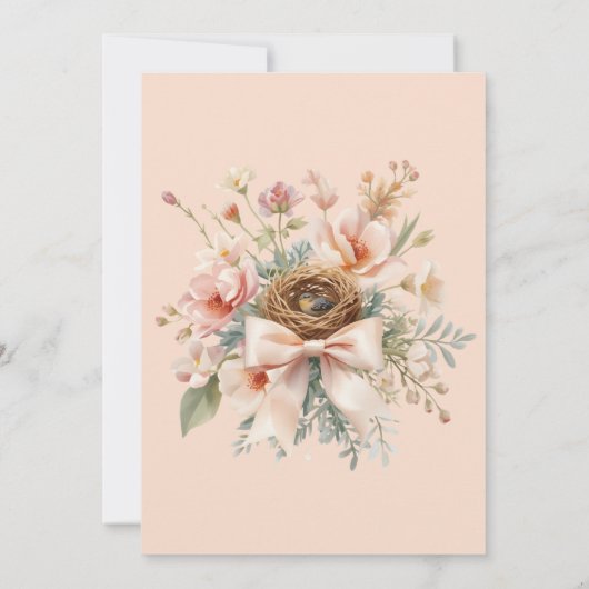 Boho Feather Her Nest Bow Baby Shower Kaart (Achterkant)