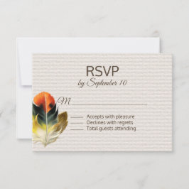 Boho Feather Herfst Bruiloft RSVP Kaartje