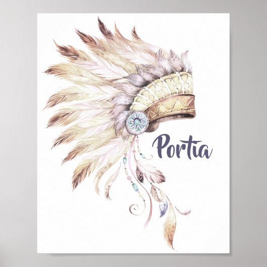 Boho Feather Hoofdtooi Muur Kunst Poster (Voorkant)