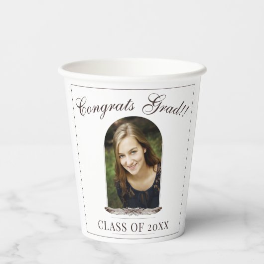 Boho Feather Lijst foto afstudeerfeest Papieren Bekers (Achterkant)