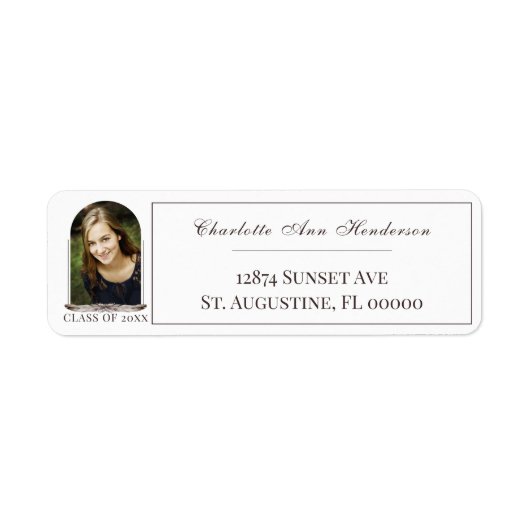 Boho Feather Lijst Foto Afstuderen Adres Etiket (Voorkant)