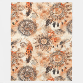 Boho Feather Mandala Fleece Deken