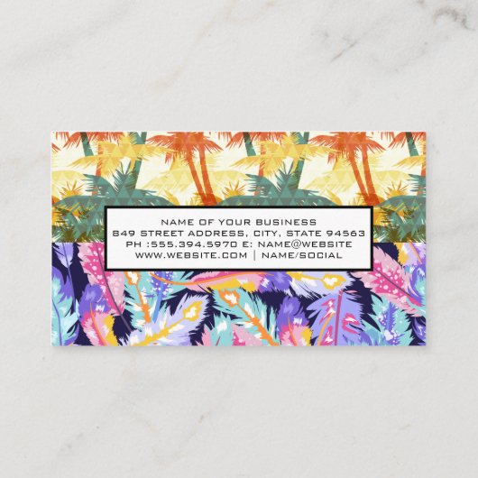 Boho Feather | Palmgeometrisch Visitekaartje (Achterkant)