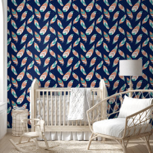 Boho Feather Pattern Behang