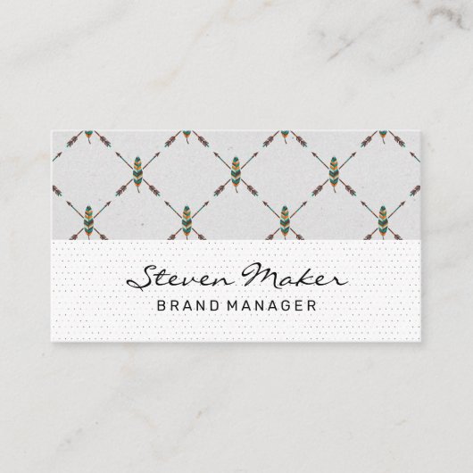 Boho Feather Pattern | Dot Pattern Visitekaartje (Voorkant)