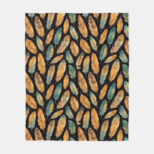 Boho Feather Pattern Fleece Deken (Voorkant)