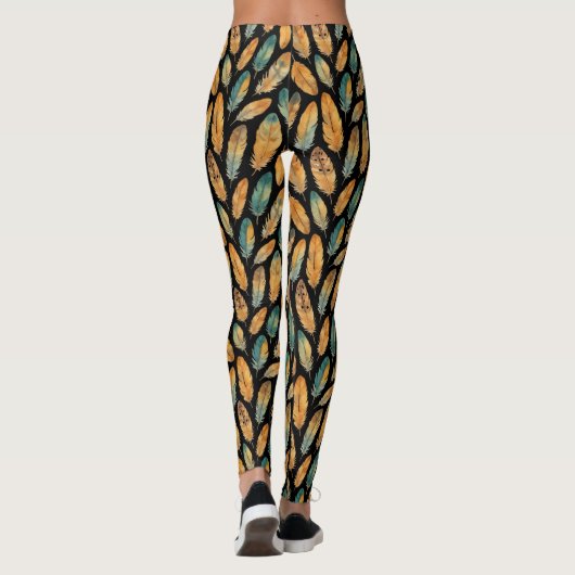 Boho Feather Pattern Leggings (Achterkant)