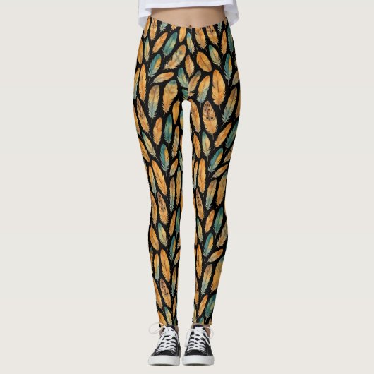 Boho Feather Pattern Leggings (Voorkant)