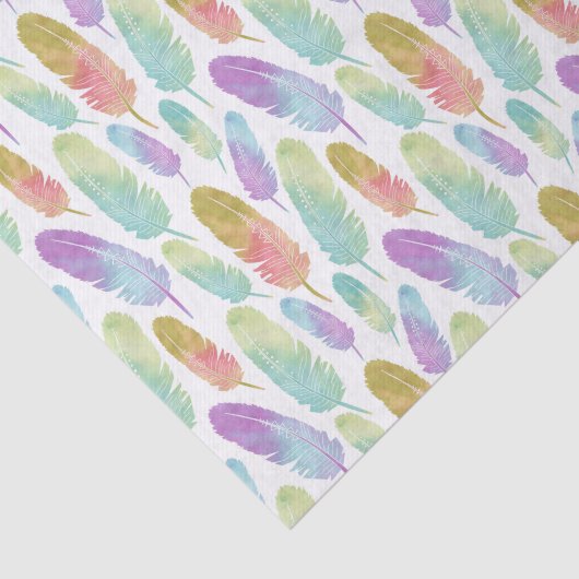Boho Feather Pattern Waterverf Rainbow Tissuepapier (Detail)