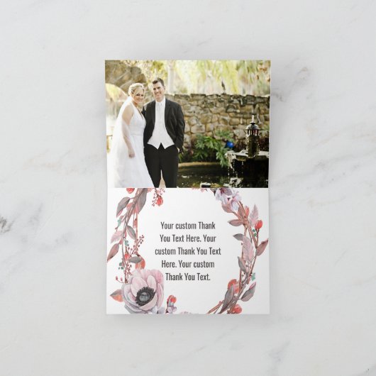 Boho Feather Peach Floral Wreath Weddenschap Bedankkaart (Binnen)