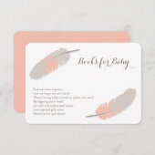 Boho Feather Pink en Grey Informatiekaartje (Voorkant / Achterkant)