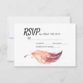 Boho Feather RSVP-kaarten RSVP Kaartje (Voorkant)