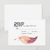 Boho Feather RSVP-kaarten RSVP Kaartje (Voorkant / Achterkant)