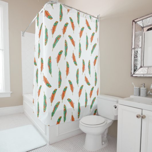 Boho Feather Shower Curtain Douchegordijn (In situ)