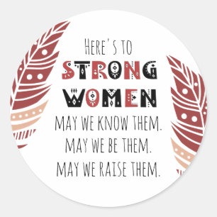 Boho Feather Sterke Vrouwen citeren Tribale Font Ronde Sticker