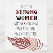 Boho Feather Sterke Vrouwen citeren Tribale Font Wijn Etiket (Enkel label)