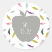 Boho Feather Teacher Ronde Sticker (Voorkant)