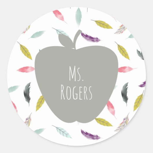 Boho Feather Teacher Ronde Sticker (Voorkant)