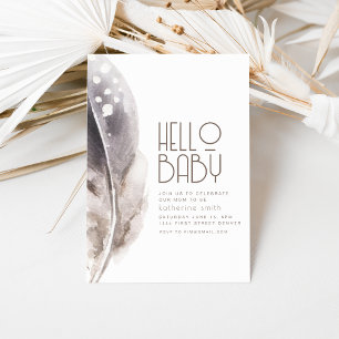 Boho Feather Thema Baby shower Uitnodiging