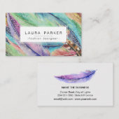 Boho Feather Waterverf Bohemian  Chic Visitekaartje (Voorkant / Achterkant)