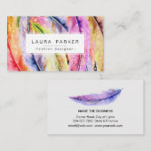 Boho Feather Waterverf Bohemian  Chic Visitekaartje (Voorkant / Achterkant)