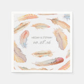Boho Feather Waterverf bruiloft Servet (Voorkant)