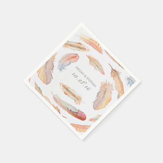 Boho Feather Waterverf bruiloft Servet (Hoek)