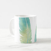 Boho Feather Waterverf Green en Blue Koffiemok (Voorkant links)