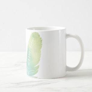 Boho Feather Waterverf Green en Blue Koffiemok