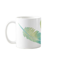 Boho Feather Waterverf Green en Blue
