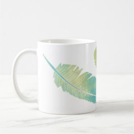 Boho Feather Waterverf Green en Blue Koffiemok