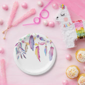 Boho Feather Waterverf Indian Southwestern Papieren Bordje (Feest)