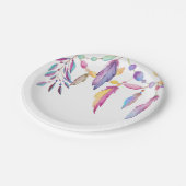 Boho Feather Waterverf Indian Southwestern Papieren Bordje (Gekanteld)