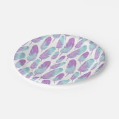 Boho Feather Waterverf Paars en blauw Papieren Bordje (Gekanteld)