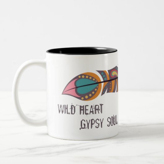Boho Feather Wild Heart Gypsy Soul Mok (Links)