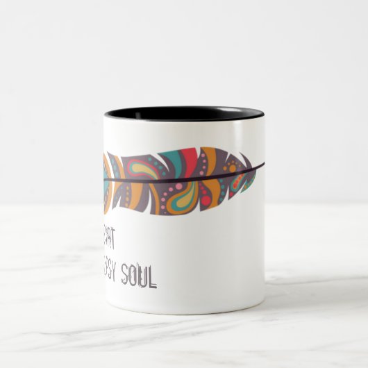 Boho Feather Wild Heart Gypsy Soul Mok (Center)