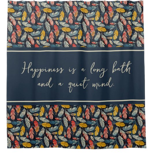 Boho Feathered Quiet Mind Douche Gordijn (Voorkant)