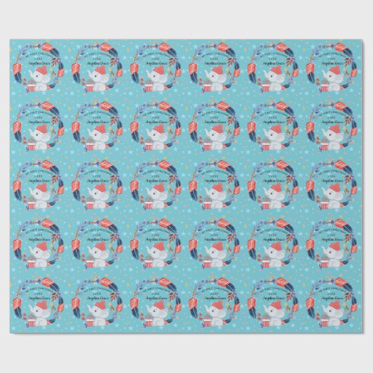 Boho Feathers and Elephant Baby's 1st Kerstmis Cadeaupapier (Vlak)