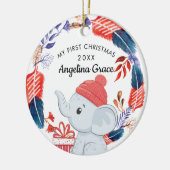 Boho Feathers and Elephant Baby's 1st Kerstmis Keramisch Ornament (Links)