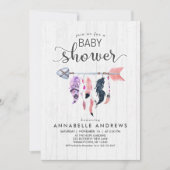 Boho Feathers & Arrow Baby shower Uitnodiging (Voorkant)