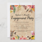 Boho Feathers Arrows Flowers Rustic Wedding Kaart (Voorkant)