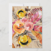 Boho Feathers Arrows Flowers Rustic Wedding Kaart (Achterkant)