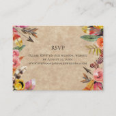 Boho Feathers Arrows Flowers Rustic Wedding Visitekaartje (Voorkant)