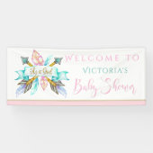 Boho Feathers Arrows Meisje Baby shower Banners (Horizontaal)