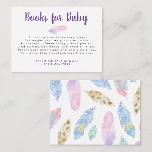 Boho Feathers Books voor Baby Insert Informatiekaartje (Voorkant / Achterkant)