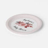 Boho Feathers Bourgondië Blush Baby shower Papieren Bordje (Gekanteld)