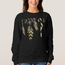 *~* Boho Feathers en Crystals Black & Gold Hip Trui