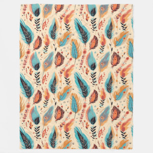 Boho Feathers Fleece Deken