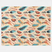 Boho Feathers Fleece Deken (Voorkant (Horizontaal))